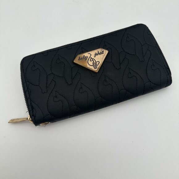 Baby Phat Black Embossed Zip-Around Wallet With Gold Logo - Picture 1 of 3